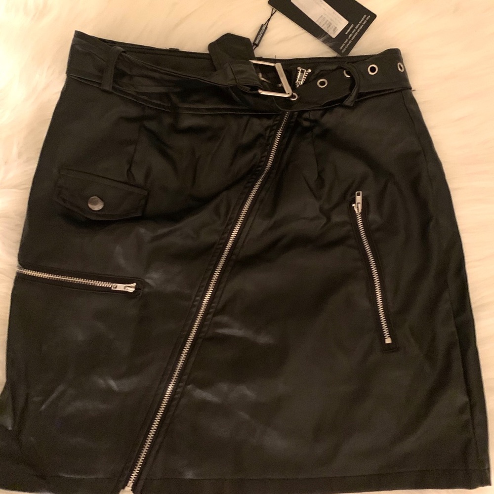 Leather mini skirt